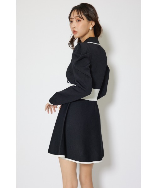 rienda(リエンダ)の「テーラードカラーミニフレアニットワンピース 冬服 春服(ワンピース・レディース・ライトブルー/ライトベージュ/ブラック・MEDIUM/SMALL)」の10枚目の写真