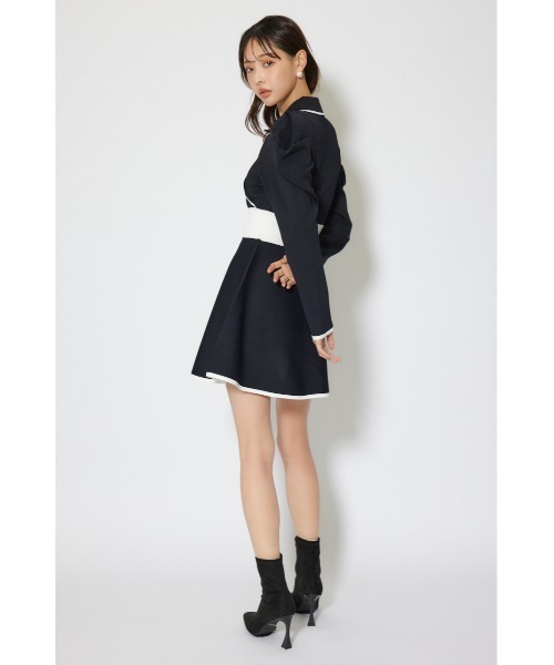 rienda(リエンダ)の「テーラードカラーミニフレアニットワンピース 冬服 春服(ワンピース・レディース・ライトブルー/ライトベージュ/ブラック・MEDIUM/SMALL)」の13枚目の写真