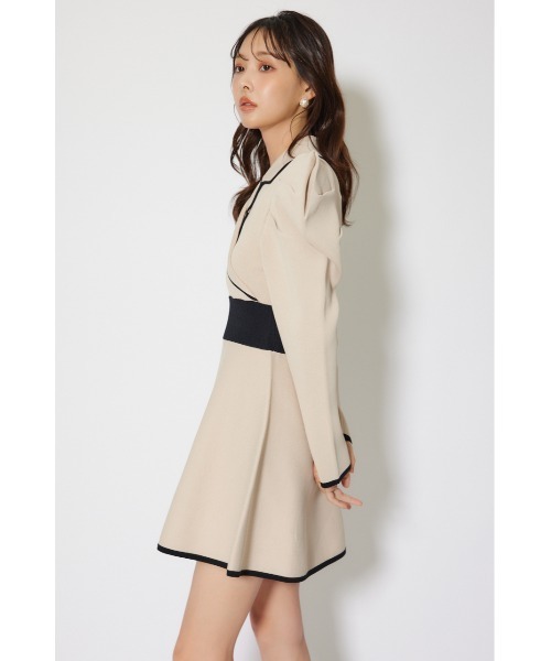 rienda(リエンダ)の「テーラードカラーミニフレアニットワンピース 冬服 春服(ワンピース・レディース・ライトブルー/ライトベージュ/ブラック・MEDIUM/SMALL)」の18枚目の写真