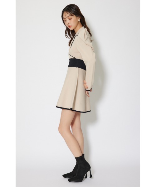 rienda(リエンダ)の「テーラードカラーミニフレアニットワンピース 冬服 春服(ワンピース・レディース・ライトブルー/ライトベージュ/ブラック・MEDIUM/SMALL)」の21枚目の写真