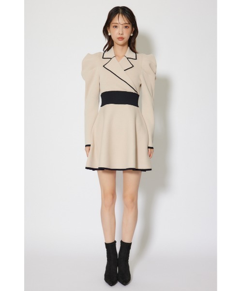rienda(リエンダ)の「テーラードカラーミニフレアニットワンピース 冬服 春服(ワンピース・レディース・ライトブルー/ライトベージュ/ブラック・MEDIUM/SMALL)」の22枚目の写真