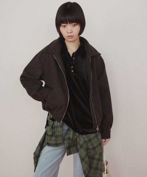 duei（デュイ）の「ウールライクダブルジップショートブルゾン（ブルゾン・レディース・ダークブラウン/チャコールグレー・FREE）」の5枚目の写真