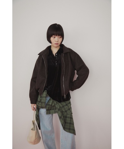duei（デュイ）の「ウールライクダブルジップショートブルゾン（ブルゾン・レディース・ダークブラウン/チャコールグレー・FREE）」の4枚目の写真