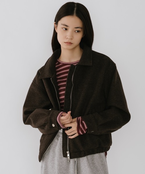 duei（デュイ）の「ウールライクダブルジップショートブルゾン（ブルゾン・レディース・ダークブラウン/チャコールグレー・FREE）」の22枚目の写真