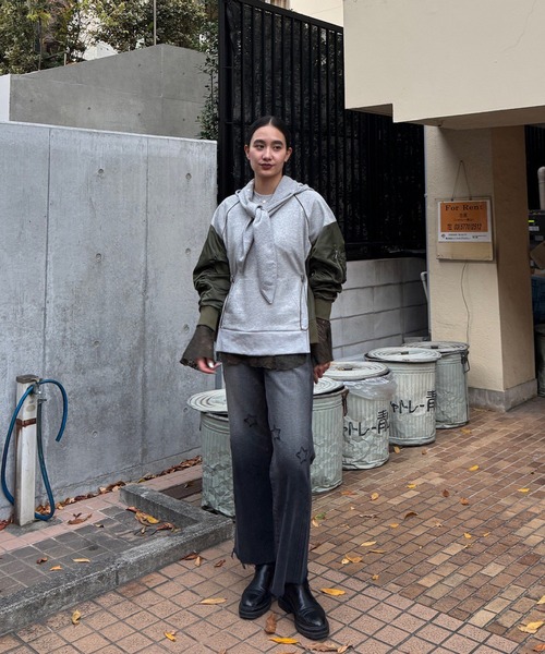 Ameri（アメリ）の「UND MILITARY DOCKING SWEAT TOP（スウェット・レディース・グレー/ブラック・FREE）」の7枚目の写真