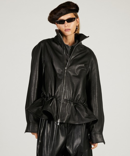 PRANK PROJECT（プランクプロジェクト）の「シープレザーペプラムブルゾン / Sheepskin Peplum Blouson（ブルゾン・レディース・ブラック/ブラウン・FREE）」の2枚目の写真