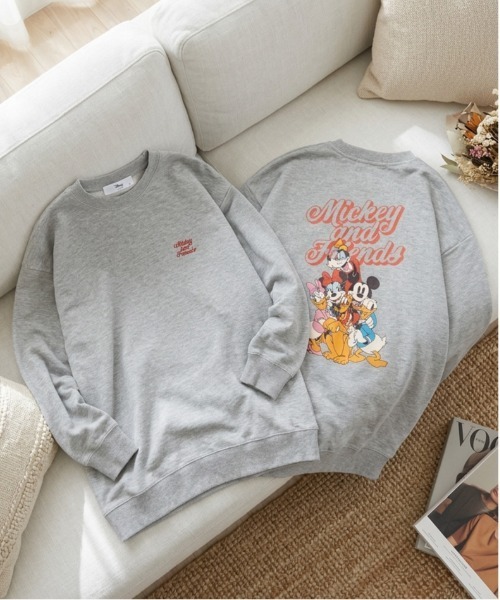セール】【DISNEY/ディズニー】裏毛キャラクタープリントクルーネック