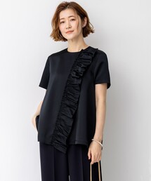 23区 ニジュウサンク フリルスリーブドッキングプルオーバー 黒 23区｜ニジュウサンクのトップス（フリル）通販 - ZOZOTOWN