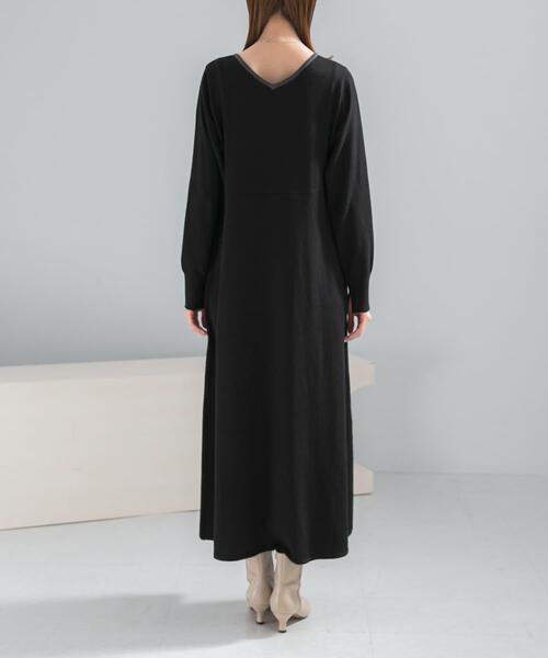 セール】ウォシャブルフレアシルエットニットワンピース（ワンピース