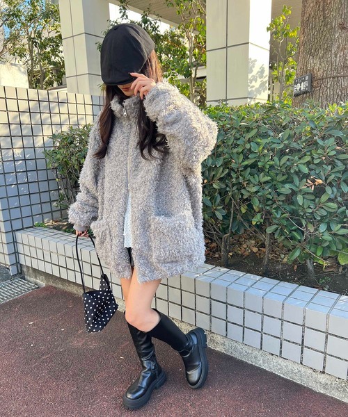 WC（ダブル シー）の「《一部店舗限定★》もこもこプードルブルゾン（ブルゾン・レディース・ライトピンク/ブラウン/グレー・MEDIUM/LARGE）」の7枚目の写真