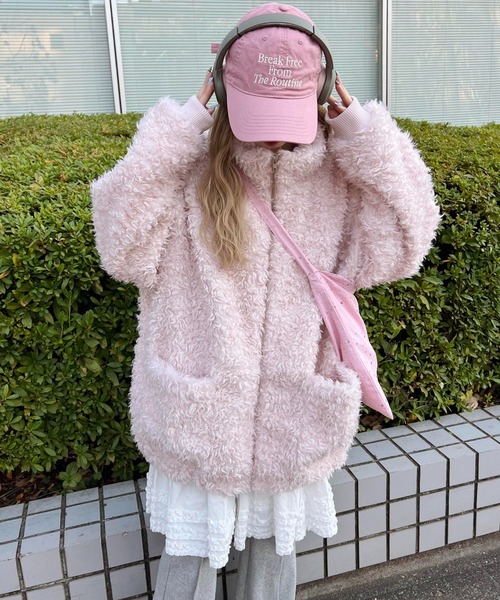 WC（ダブル シー）の「《一部店舗限定★》もこもこプードルブルゾン（ブルゾン・レディース・ライトピンク/ブラウン/グレー・MEDIUM/LARGE）」の17枚目の写真