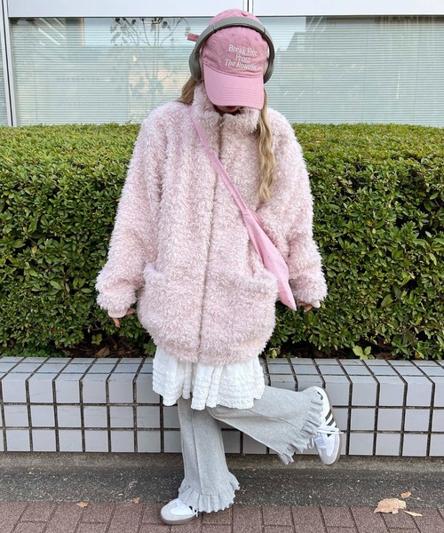 WC（ダブル シー）の「《一部店舗限定★》もこもこプードルブルゾン（ブルゾン・レディース・ライトピンク/ブラウン/グレー・MEDIUM/LARGE）」の22枚目の写真