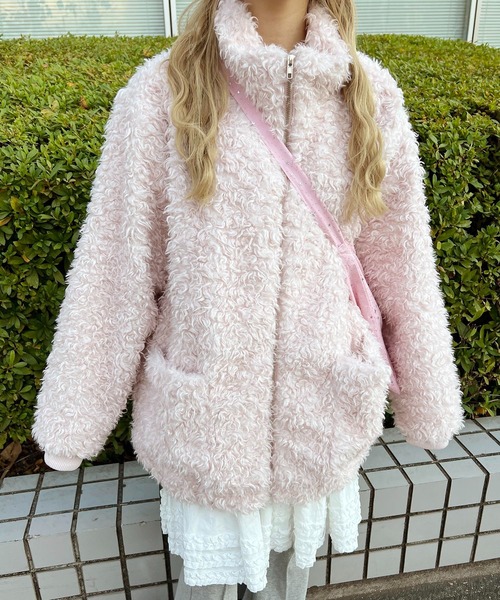 WC（ダブル シー）の「《一部店舗限定★》もこもこプードルブルゾン（ブルゾン・レディース・ライトピンク/ブラウン/グレー・MEDIUM/LARGE）」の16枚目の写真