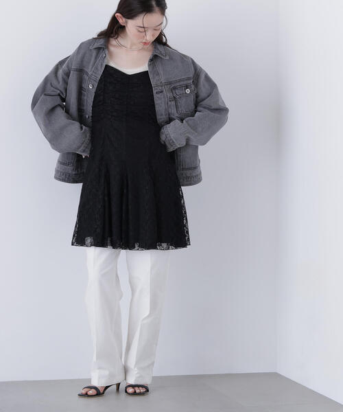 N.（N. Natural Beauty Basic）（エヌエヌナチュラルビューティーベーシック）の「レースギャザーキャミチュニック（キャミソール・レディース・オフホワイト/ブラック・ﾌﾘ-）」の11枚目の写真