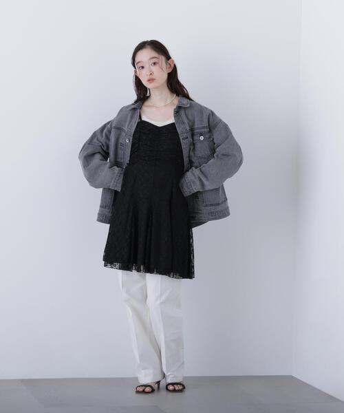 N.（N. Natural Beauty Basic）（エヌエヌナチュラルビューティーベーシック）の「レースギャザーキャミチュニック（キャミソール・レディース・オフホワイト/ブラック・ﾌﾘ-）」の14枚目の写真