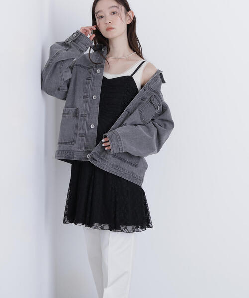 N.（N. Natural Beauty Basic）（エヌエヌナチュラルビューティーベーシック）の「レースギャザーキャミチュニック（キャミソール・レディース・オフホワイト/ブラック・ﾌﾘ-）」の15枚目の写真