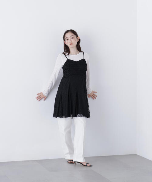 N.（N. Natural Beauty Basic）（エヌエヌナチュラルビューティーベーシック）の「レースギャザーキャミチュニック（キャミソール・レディース・オフホワイト/ブラック・ﾌﾘ-）」の17枚目の写真