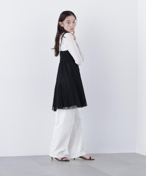 N.（N. Natural Beauty Basic）（エヌエヌナチュラルビューティーベーシック）の「レースギャザーキャミチュニック（キャミソール・レディース・オフホワイト/ブラック・ﾌﾘ-）」の18枚目の写真