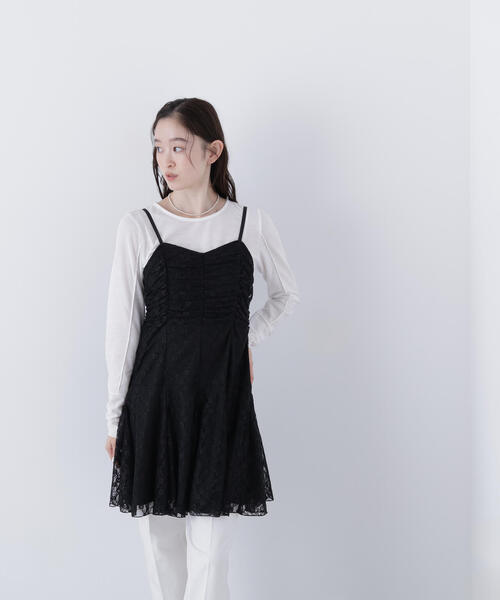 N.（N. Natural Beauty Basic）（エヌエヌナチュラルビューティーベーシック）の「レースギャザーキャミチュニック（キャミソール・レディース・オフホワイト/ブラック・ﾌﾘ-）」の19枚目の写真