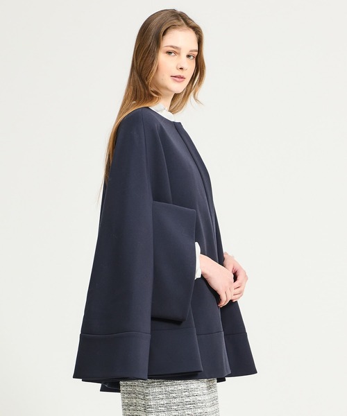 ESTNATION（エストネーション）の「ESTNATION / ノーカラーケープコート（ノーカラーコート・レディース・ネイビー/ベージュ・FREE）」の6枚目の写真