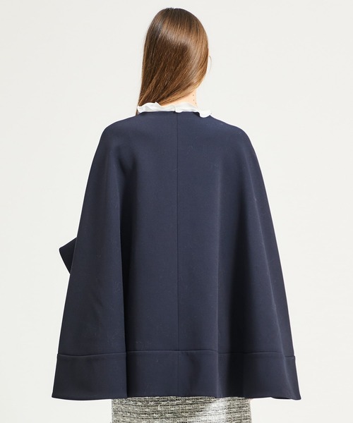 ESTNATION（エストネーション）の「ESTNATION / ノーカラーケープコート（ノーカラーコート・レディース・ネイビー/ベージュ・FREE）」の7枚目の写真