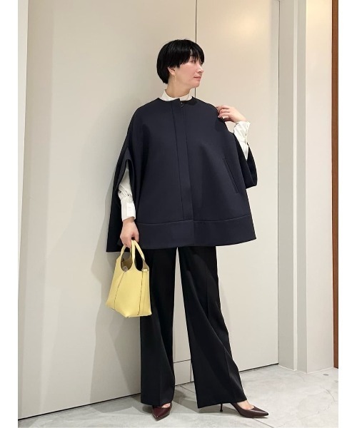 ESTNATION（エストネーション）の「ESTNATION / ノーカラーケープコート（ノーカラーコート・レディース・ネイビー/ベージュ・FREE）」の19枚目の写真