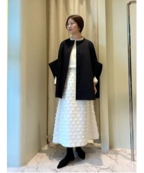 ESTNATION（エストネーション）の「ESTNATION / ノーカラーケープコート（ノーカラーコート・レディース・ネイビー/ベージュ・FREE）」の15枚目の写真