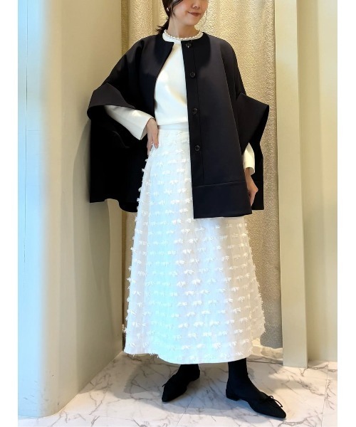 ESTNATION（エストネーション）の「ESTNATION / ノーカラーケープコート（ノーカラーコート・レディース・ネイビー/ベージュ・FREE）」の18枚目の写真