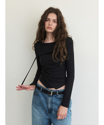 ETMON（エトモン）の「Layered Halter Strap T-Shirt, Black（Tシャツ/カットソー）」