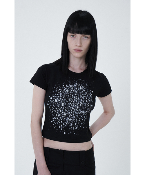 SYNERJYN(シナジン)の「DASH CROP SHORT SLEEVE BLACK(Tシャツ/カットソー・レディース・その他・ONE SIZE)」の1枚目の写真