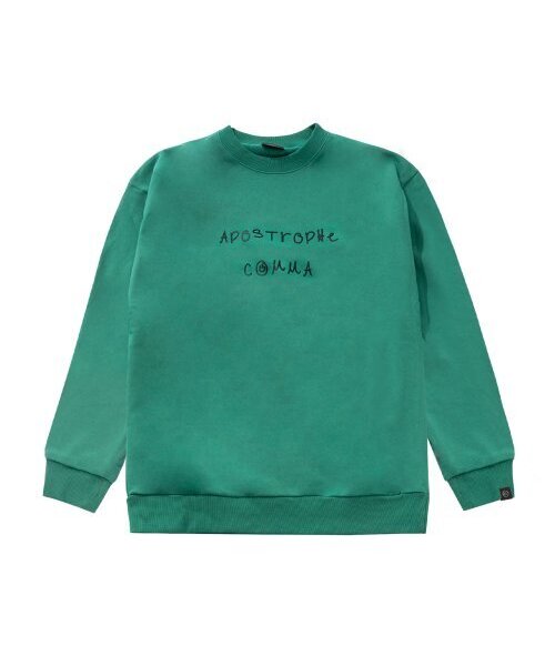 APOSTROPHE COMMA(アポストロフィコンマ)の「フルネームドローイングロゴスウェットシャツ(グリーン/ブラック)(スウェット・レディース・その他・M)」の1枚目の写真