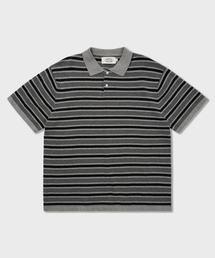 AMFEAST（アンフィースト）の「70年代マルチストライプコットンニットポロシャツグレー（ポロシャツ）」