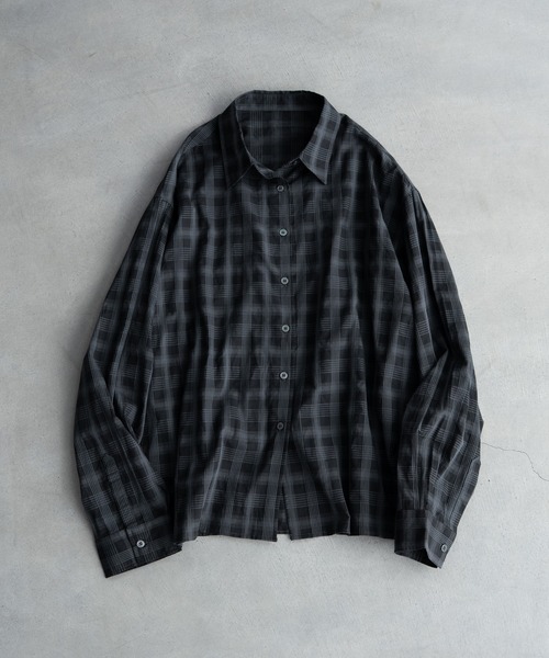 SINSS(シンス)の「Ombre check shirt / オンブレチェックシャツ(シャツ/ブラウス・メンズ・ブラック系その他/ネイビー・SMALL/X-SMALL/LARGE/MEDIUM)」の1枚目の写真