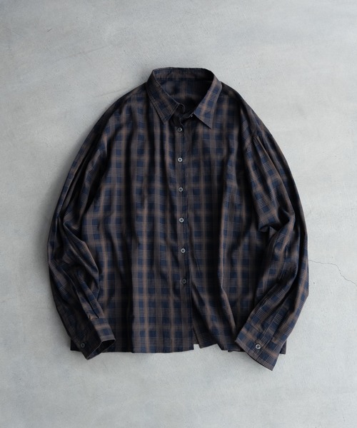 SINSS(シンス)の「Ombre check shirt / オンブレチェックシャツ(シャツ/ブラウス・メンズ・ブラック系その他/ネイビー・SMALL/X-SMALL/LARGE/MEDIUM)」の2枚目の写真