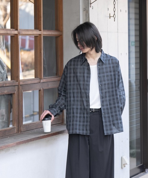 SINSS(シンス)の「Ombre check shirt / オンブレチェックシャツ(シャツ/ブラウス・メンズ・ブラック系その他/ネイビー・SMALL/X-SMALL/LARGE/MEDIUM)」の11枚目の写真