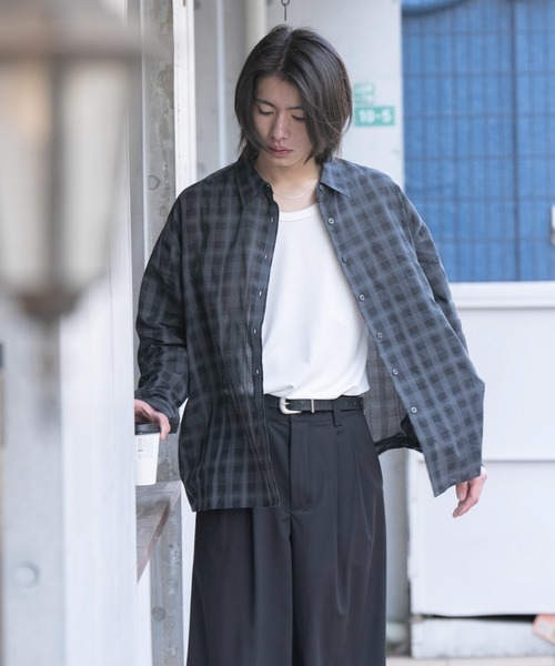 SINSS(シンス)の「Ombre check shirt / オンブレチェックシャツ(シャツ/ブラウス・メンズ・ブラック系その他/ネイビー・SMALL/X-SMALL/LARGE/MEDIUM)」の12枚目の写真