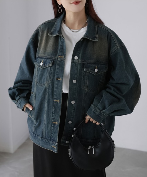 Riberry（リベリー）の「【セットアップ着用可】ヴィンテージライクオーバーサイズデニムジャケット（デニムジャケット・レディース・ライトブルー/ブルー・MEDIUM）」の2枚目の写真