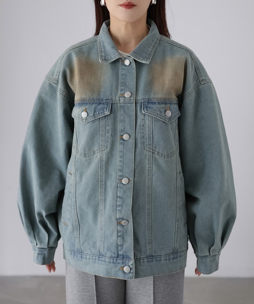 Riberry（リベリー）の「【セットアップ着用可】ヴィンテージライクオーバーサイズデニムジャケット（デニムジャケット・レディース・ライトブルー/ブルー・MEDIUM）」の20枚目の写真