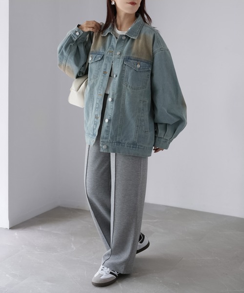 Riberry（リベリー）の「【セットアップ着用可】ヴィンテージライクオーバーサイズデニムジャケット（デニムジャケット・レディース・ライトブルー/ブルー・MEDIUM）」の4枚目の写真