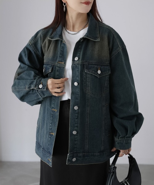 Riberry（リベリー）の「【セットアップ着用可】ヴィンテージライクオーバーサイズデニムジャケット（デニムジャケット・レディース・ライトブルー/ブルー・MEDIUM）」の5枚目の写真