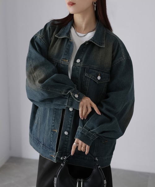 Riberry（リベリー）の「【セットアップ着用可】ヴィンテージライクオーバーサイズデニムジャケット（デニムジャケット・レディース・ライトブルー/ブルー・MEDIUM）」の6枚目の写真