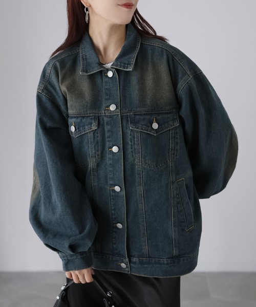 Riberry（リベリー）の「【セットアップ着用可】ヴィンテージライクオーバーサイズデニムジャケット（デニムジャケット・レディース・ライトブルー/ブルー・MEDIUM）」の16枚目の写真