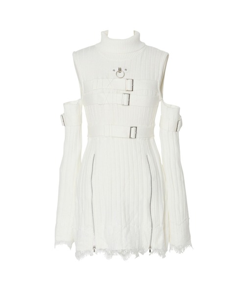 Belt & zip arm warmers knit one-piece（ワンピース）｜AVENCHUMU
