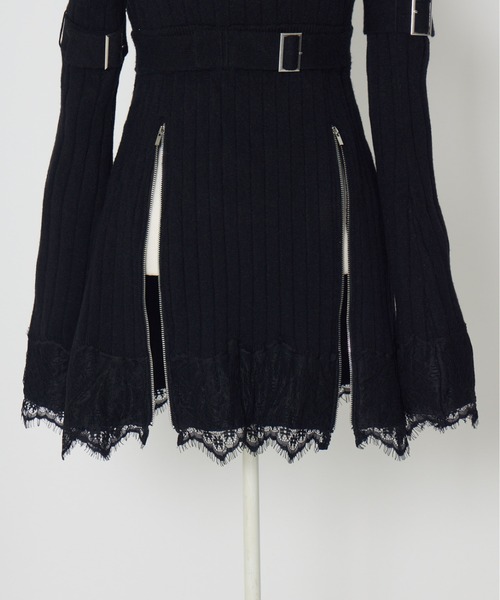 AVENCHUMU(アバンチュウム)の「Belt & zip arm warmers knit one-piece(ワンピース・レディース・ブラック/ホワイト・FREE)」の21枚目の写真