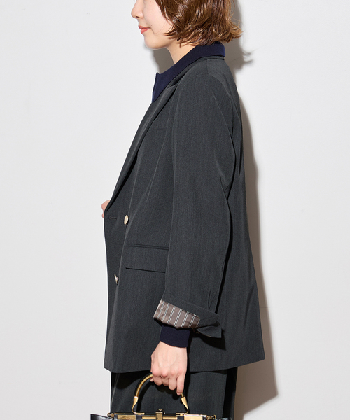 journal standard L'essage(ジャーナルスタンダードレサージュ)の「《追加6》ヴィスポリギャバブレザージャケット(テーラードジャケット・レディース・グレー/ネイビー・36/38)」の8枚目の写真