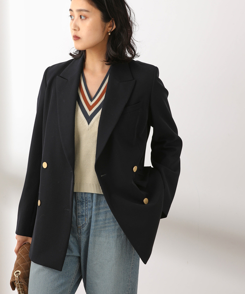 journal standard L'essage（ジャーナルスタンダードレサージュ）の「《追加6》ヴィスポリギャバブレザージャケット（テーラードジャケット・レディース・グレー/ネイビー・38/36）」の3枚目の写真