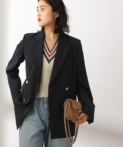 journal standard L'essage（ジャーナルスタンダードレサージュ）の「《追加6》ヴィスポリギャバブレザージャケット（テーラードジャケット・レディース・グレー/ネイビー・38/36）」の7枚目の写真