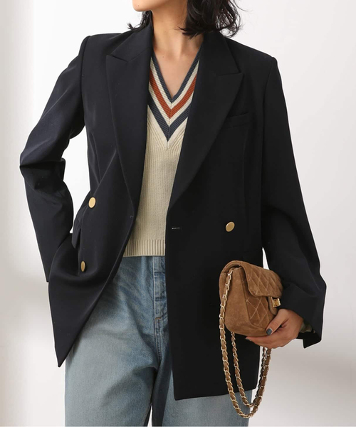 journal standard L'essage（ジャーナルスタンダードレサージュ）の「《追加6》ヴィスポリギャバブレザージャケット（テーラードジャケット・レディース・グレー/ネイビー・38/36）」の8枚目の写真