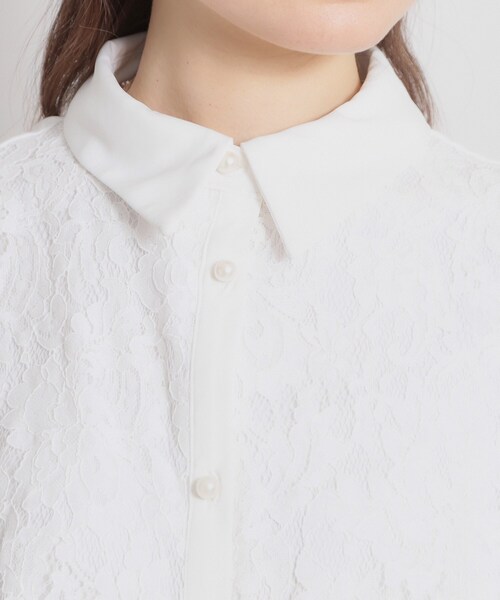 couture brooch(クチュールブローチ)の「総レース切り替えパール調ボタンブラウス(シャツ/ブラウス・レディース・ブラック/オフホワイト・40/38)」の20枚目の写真