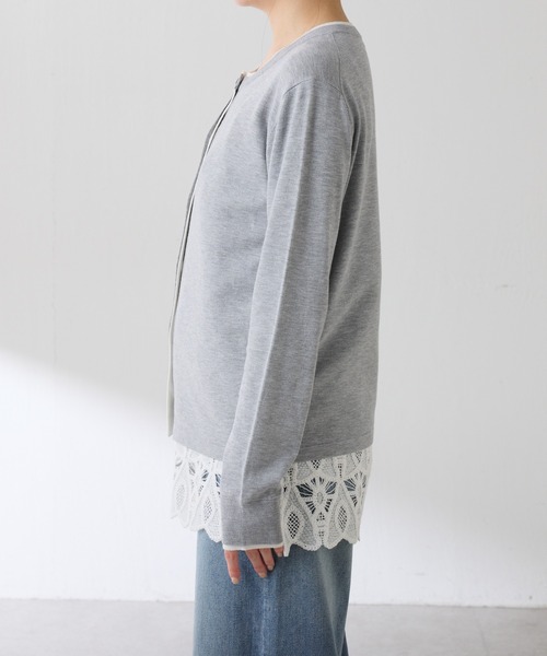 COLLAGE GALLARDAGALANTE（コラージュガリャルダガランテ）の「配色ラインクルーネックカーディガン（カーディガン/ボレロ・レディース・グレー/オレンジ・FREE）」の22枚目の写真